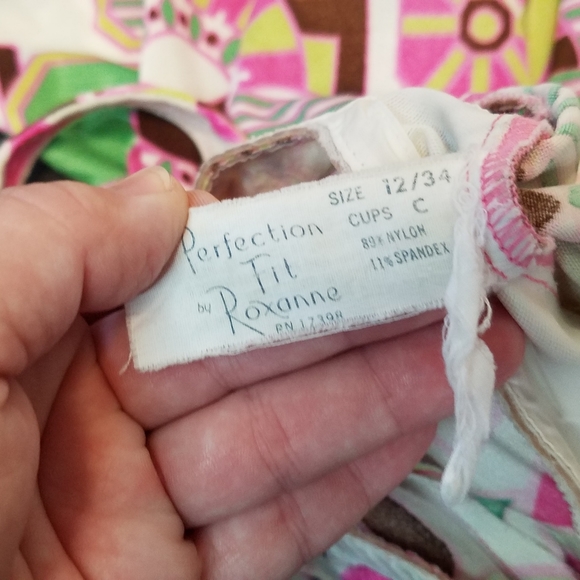 Vintage 60s Retro Floral Bathing Suit Roxanne Size 12/34 C cup - Picture 7 of 13